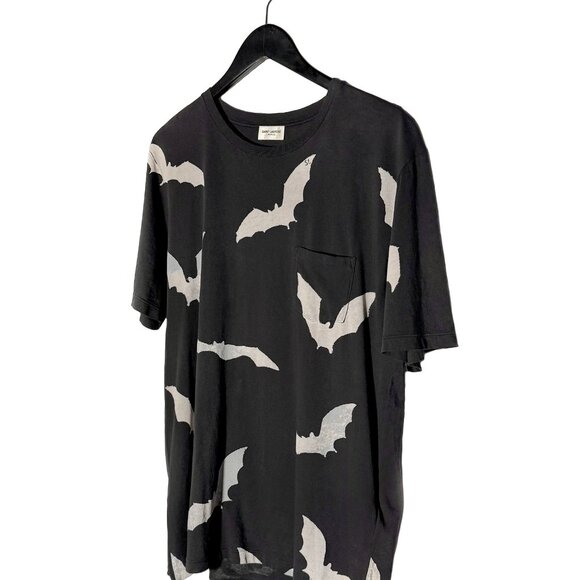 Saint Laurent SS19 Bat Prints Faded Black T-shirt - Picture 2 of 7
